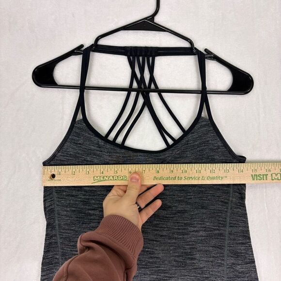 Lululemon Heathered Grey with Black Strappy Back Sports Bra Built In Size 8 - Picture 4 of 10